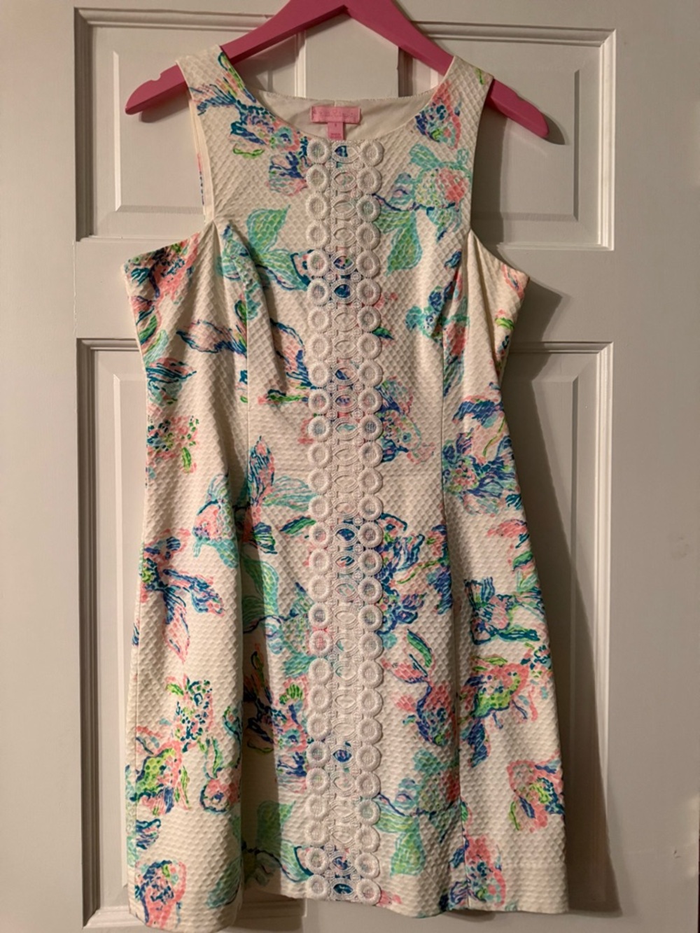 Lilly Pulitzer White Textured Dress with Multicolor Floral Print